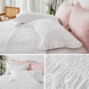 WINLIFE Bright White Ruffled Quilt Set 3pcs Queen 90''x98'' -