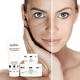 Set de cuidado de la piel Crema facial iluminadora de noche, crema para debajo de los ojos, limpiador facial, humectante facial con Hya