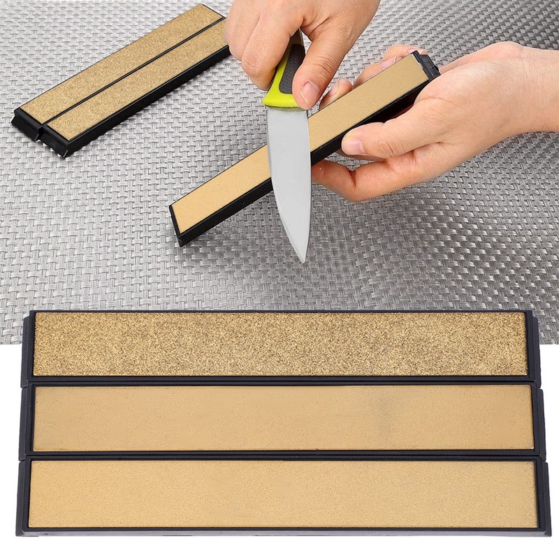 3pcs 80/600/1000 Grit Emery Knife Sharpener Stone Titanium Plated Whetstone