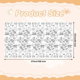 Construction Coloring Table Cloth, 108x54 Inch Giant Coloring Tablecloth Dump Truck Car Construction Table Cover Placemat Construction Coloring Poster for Kids Home Classroom Activities Party Supplies