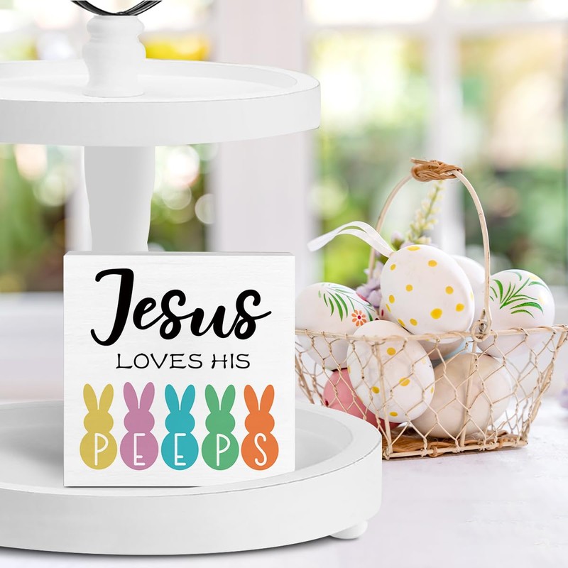 Rustic Easter Office Desk Decor - Cute Jusus Loves His