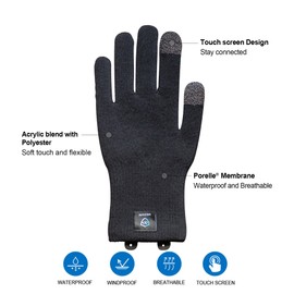 DexShell Essential Waterproof Knit Gloves Acrylic Inners Running Cycling Spring & Autumn for Men and Women Touchscreen UltraFlex 2.0, Black Palm Dots, Unisex Medium