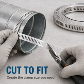 304 Stainless Steel DIY Hose Clamp Kit with Worm Gear Fasteners, 9.8–34.4 FT