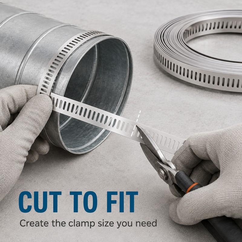 304 Stainless Steel DIY Hose Clamp Kit with Worm Gear