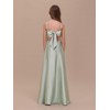 WDCVGTR Bow-Knot Junior Bridesmaid Dress for Wedding Champagne Straps Satin