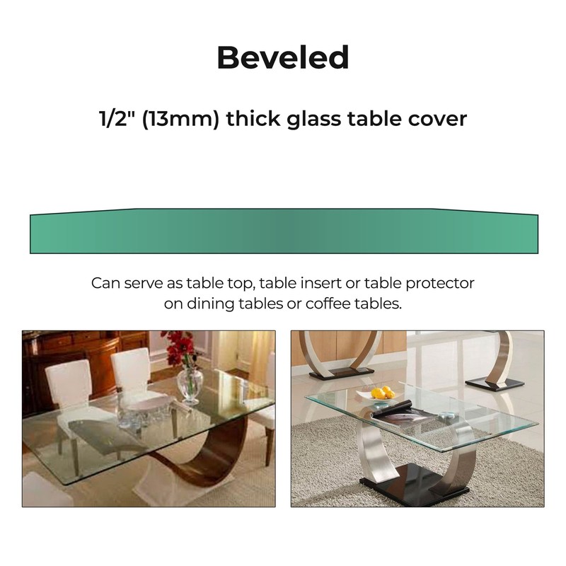 Fab Glass & Mirror Rectangle Glass 1/2" Thick Beveled Tempered