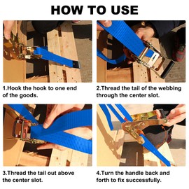 SALUINOKI 2Pack 4 inch Ratchet Straps 30ft Heavy Duty with Flat Hook for Flatbed Trailer Winch Strap 4 inch Flatbed Straps Ratcheting Blue