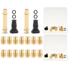 Windanc Carburetor Main Jet Kit with Low RPM Pilot Jet Brass Carb Emulsion Tube .032 .033 .034 .035 .036 .037 .038 inch Fit for Predator Baja TrailMaster 212cc 196cc 6.5hp GX160 GX200 MB200 (2 Sets)