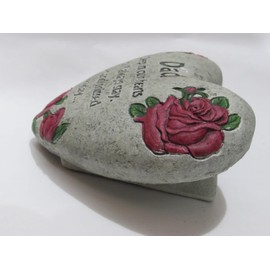 Holiday Pride Heart Shaped Memorial Stone for Dad, Accented with Red Roses