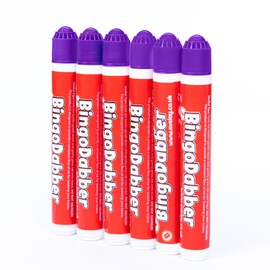 evelay 6 Bingo Dabbers – 20ml Slimline Markers | Assorted or Single Colours | Non-Drip Ink for Smooth Marking | Purple | Long-Lasting Bingo Pens for Home or Club