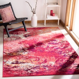 SAFAVIEH Madison Collection Area Rug - 5'3" x 7'6", Red & Ivory, Modern Boho Abstract Design, Non-Shedding & Easy Care, Ideal for High Traffic Areas in Living Room, Bedroom (MAD440Q)