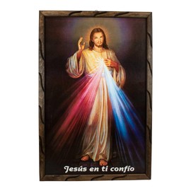 Mrcjsales-The Lord Of Divine Mercy in rustic frame, Oil painting, 24''x36'', 13''x18'', 10''x12'' inches, religious art image, Senor de la Divina Misericordia imagen, Cuadro rustico , Home decor, wall decor, church, gifts (Large 24x36'' inches)