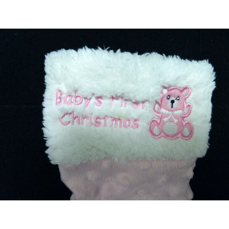 Baby's First Christmas Stocking and Cap - Plush 10" Pink