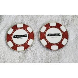 Lot of 4 - The Mob Museum Poker Chip Shaped Magnets