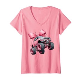 Womens Coquette Bow Rc Truck RC Racing Remote Control Girl Mom V-Neck T-Shirt