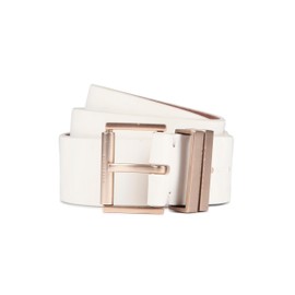 AllSaints Women's 1.5 Inch Belt with Metal Keepers, Western-Inspired Buckle, Adjustable Sizing, ROE Warm Brass, XS