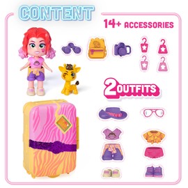 KOOKYLOOS Jane’s Suitcase – Doll’s suitcase with over 14 fashion accessories and exclusive doll with 3 fun expressions. Includes clothes, accessories and shoes, hangers and an exclusive pet