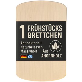 DEKOFANT Wooden Breakfast Board Made of Solid Maple Wood - 24 x 15 x 1 cm Wooden Board Antibacterial & Hygienic - Bread Board, Breakfast Board, Chopping Board