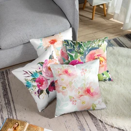 Emvency Set of 4 Throw Pillow Covers Peonies Summer Watercolor Floral Pink Flower Girly Pastel Mint Colorful Decorative Pillow Cases Home Decor Square 22x22 Inches Pillowcases