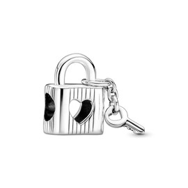 Ouroyea Padlock and Key Dangle Charm 925 Sterling Silver Pendant,Jewelry Bead Gift for Women Bracelet&Necklace