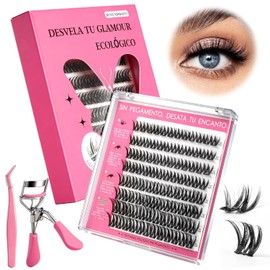 96PCS Pestañas Postizas Autoadhesivas, Pestañas Postizas Kit, Incluye Rizador de Pestañas y Pinzas, No Necesita Pegamento, Kit De Extensión de Pestañas, 10-16 mm de Largo, Rizo Tipo D (Ruby)
