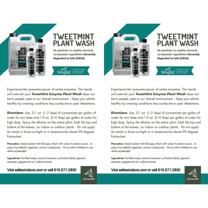 Best Natural Non-Toxic Enzyme Safe Solutions TweetMint Plant Wash (64
