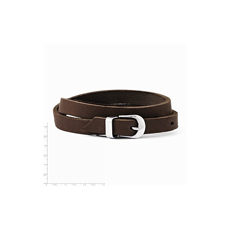 Chisel Stainless Steel Brown Leather Bracelet