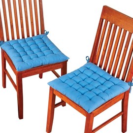 Collections Etc Colorful Chair Cushion Pads with Chair Ties - Set of 2