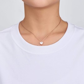 Philip Jones Rose Gold Plated Heart Solitaire Necklace Created with Zircondia® Crystals