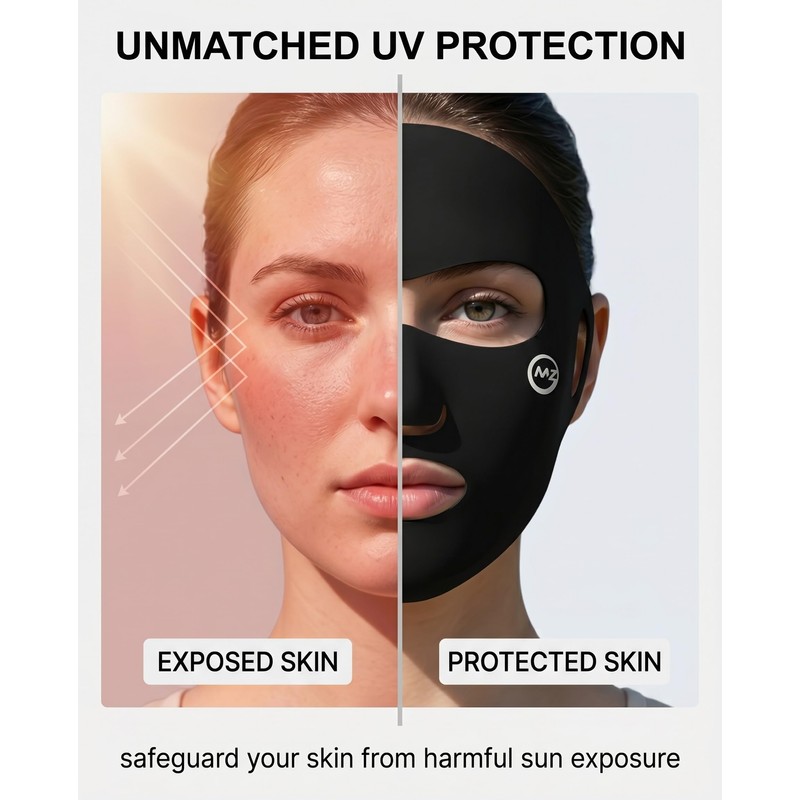 UEAVOID Sun Protection Mask Pack of 2 Black UPF50+ Breathable