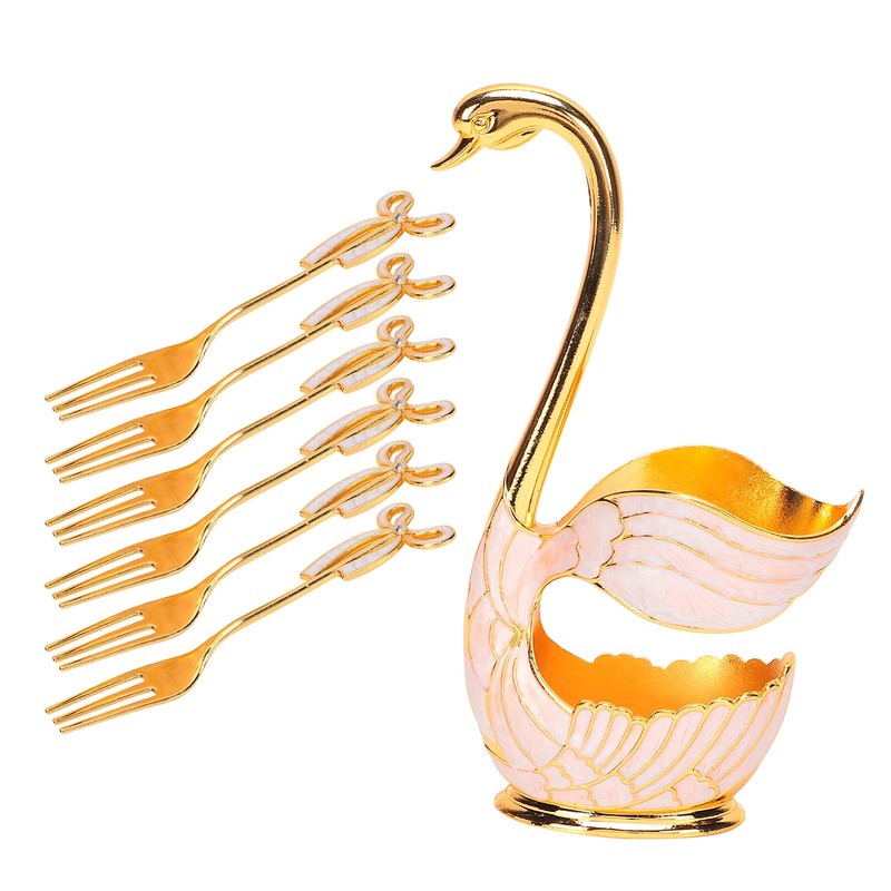 Tableware Sets, Fruit Dessert Flatware Swan Base Holder Spoon Organizer