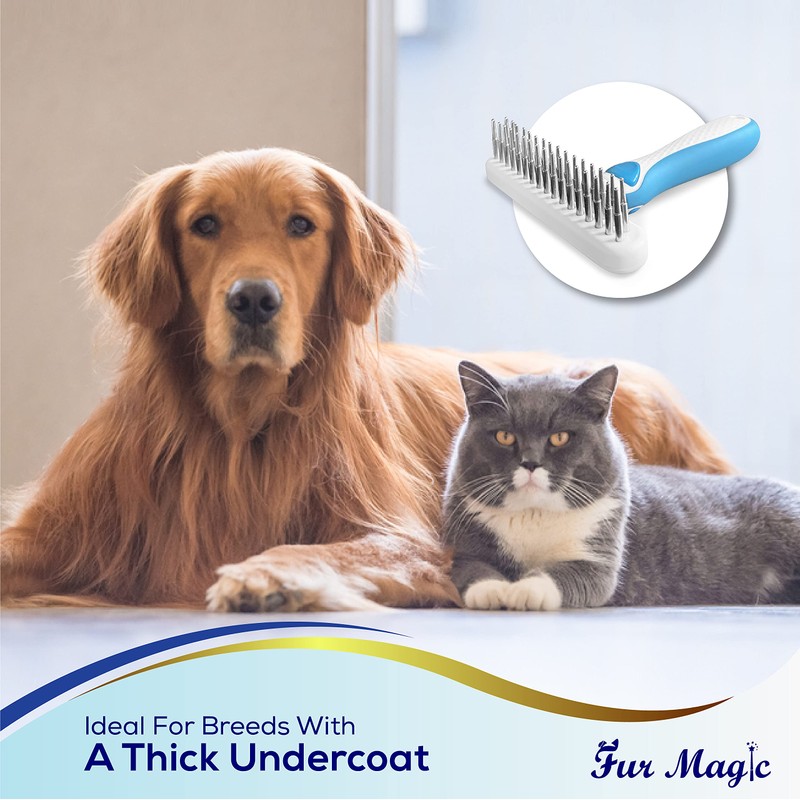 Fur Magic Dematting Comb & Dematting Rake for Dogs Cats