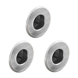 iuniq 3 Pcs Sink Overflow Covers, Solid Brass Brushed Nickel Overflow Ring Basin Trim Round Hole Caps Insert Spares for Bathroom Kitchen