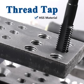 Bestgle 7 Pcs Straight Flute Tap Set Thread Taps HSS Metric M3 M4 M5 M6 M8 M10 M12 Plug Machine Hand Taps Nitrogen Coated Treatment Drill Bit Power Tools