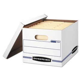 Stor/File Storage Box, Letter/Legal, Lift-off Lid, White/Blue, 4/Carton, Sold as 4 Each