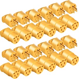 Hoteam 24 Pcs Extension Cord Ends Electrical Replacement Plug and Connector Set Male and Female 125v 15a 2 Pole 3 Wire Nema 5-15p 5-15r Straight Blade Plug Grounding Type (Plastic, Simple Style)