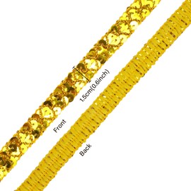 Qililandiy 14 Yards Sequin Lace Trim Gimp Braid Lace Ribbon Glitter Sequin Trim for Crafts Embellishments Costume Accessories (Gold)
