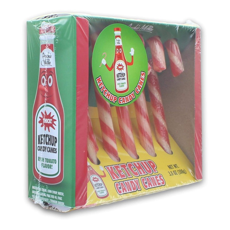Archie McPhee Gift Box of Funny, Ketchup Candy Cane, 3.8