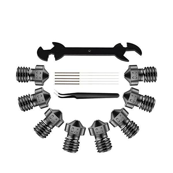iMetrx 8PCS E3D V6 3D Printer Nozzles Set,0.4MM Hardened Steel