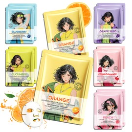 12Pcs Hydrating Facial Sheet Masks,Daily Skincare Face Mask Set,Nourishing Face Masks for Women,Moisturizing Facial Mask for All Skin Type 10
