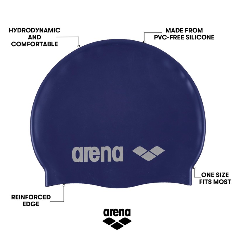 (One Size, Blue / Silver) - arena SIL Swim Cap