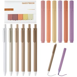 Vicloon Aesthetic Stationery Set, 13pcs Aesthetic School Supplies, 6pcs Aesthetic Highlighters for Bible, 6pcs Retractable Rollerball Pens and 120 Sheets Sticky Tabs for School Office Home (Coffee)