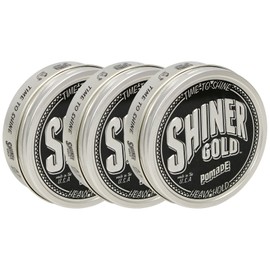Shiner Gold Pomade | Strong Hold | High Shine | Water-based | Coconut Scent, 4oz. Pack of 3