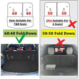MJBYMAT Large Trunk Mat for 2024-2025 Mazda CX90 7&8 Seater (40/60 Split Folding Rear Seat),TPE All Weather Protection Cargo Liner with Velcro Rear Seats Backrest