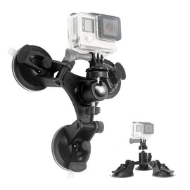 Acxico 1Set Triple Suction Cup Car Holder Mount for GoPro Hero 10 9 8 7 6 5 DJI OSMO Camera