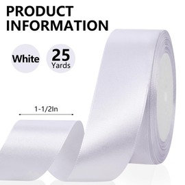 White Satin Ribbon 1 1/2 Inch x 25 Yards Fabric Ribbon for Gift Wrapping,Flower Bouquet,Crafts,Hair Bows Making,Sewing,Clothing,Wedding Party Decor
