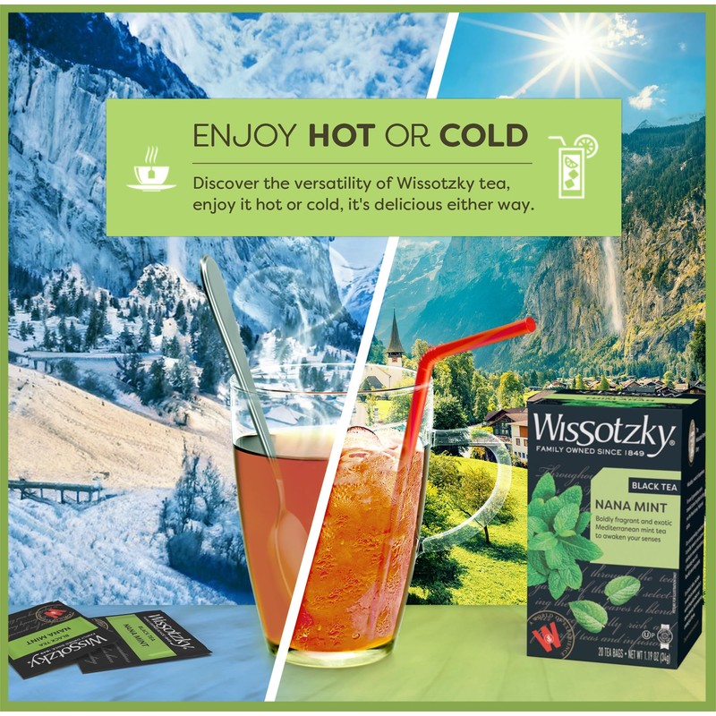 Wissotzky Nana Mint Black Tea, (6 Pack - 120 Tea