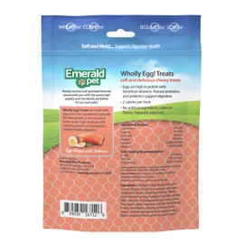 Emerald Pet Wholly Egg Digestive Health Cat Treats - Soft and moist cat treats for healthy digestion - Natural Prebiotics and Probiotics for cat digestion - Salmon Treats, 2.5 oz