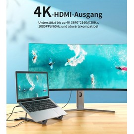 CHOETECH HUB-M48 7-in-1 Hub + Foldable Laptop Stand USB-C to HDMI 4K/USB-A/TF&SD/USB-C with PD Charging