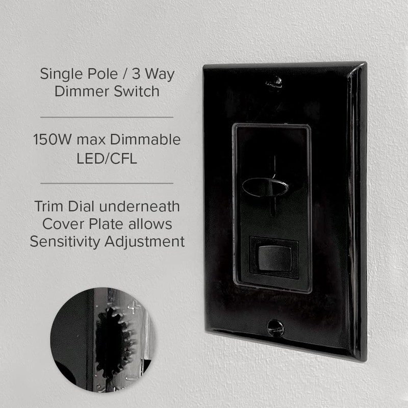 Maxxima LED Dimmer Electrical Light Switch - 3-Way/Single Pole Use,